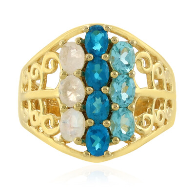 Anillo en plata con Apatita azul neón