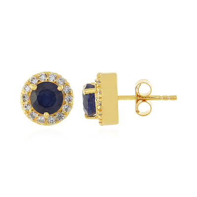 Pendientes en plata con Zafiro azul de Madagascar