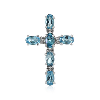 Colgante en plata con Topacio azul suizo