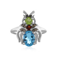 Anillo en plata con Topacio azul suizo