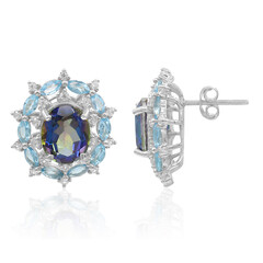 Pendientes en plata con Cuarzo Místico azul
