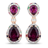 Pendientes en oro con Granate Magenta (SUHANA)