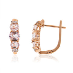 Pendientes en oro con Berilo rosa no calentado