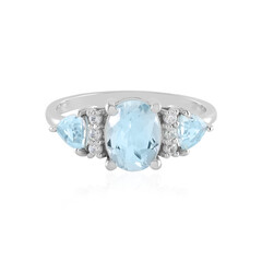 Anillo en plata con Topacio azul cielo
