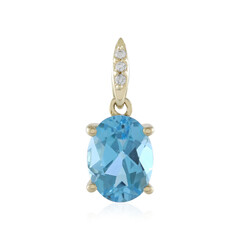 Colgante en oro con Topacio azul suizo