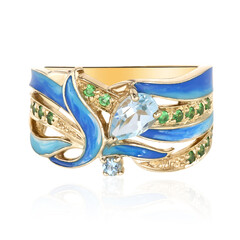 Anillo en plata con Topacio azul cielo