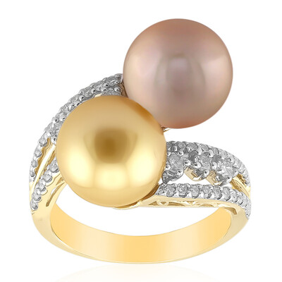 Anillo en oro con Perla dorada del Mar del Sur Kabira  (TPC)