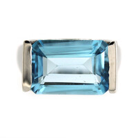Anillo en plata con Topacio azul cielo