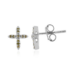 Pendientes en plata con Diamante amarillo I2