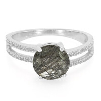 Anillo en plata con Cuarzo rutilado negro