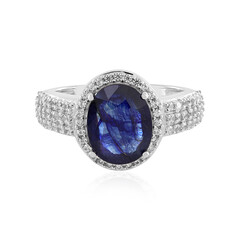 Anillo en plata con Zafiro azul de Madagascar