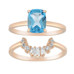 Anillo en plata con Topacio azul suizo