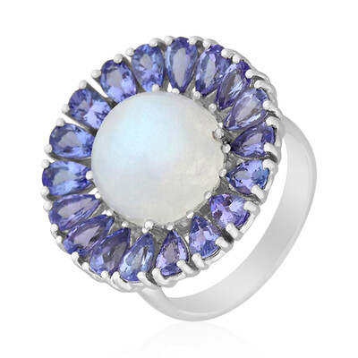 Anillo en plata con Piedra de luna azul