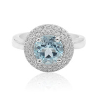 Anillo en plata con Topacio azul cielo
