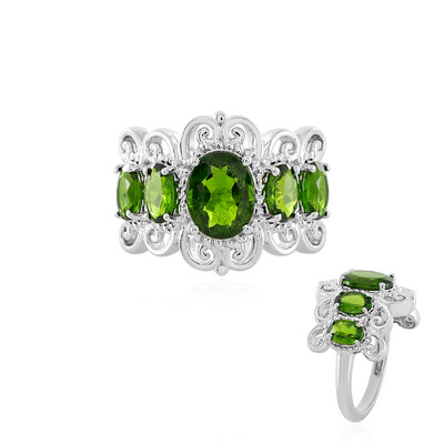 Anillo en plata con Diópsido de Rusia