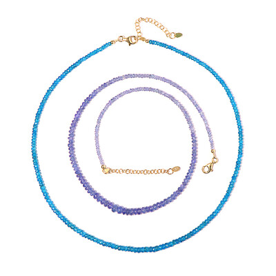 Set en plata con Apatita azul neón