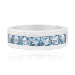 Anillo en plata con Topacio azul suizo