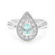 Anillo en plata con Fluorapatita verde