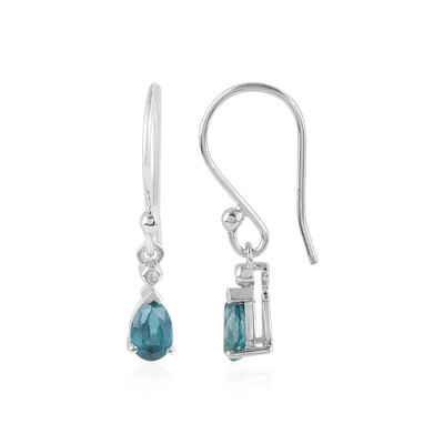 Pendientes en plata con Cianita petróleo
