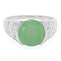 Anillo en plata con Calcedonia verde