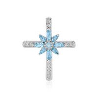 Colgante en plata con Topacio azul suizo