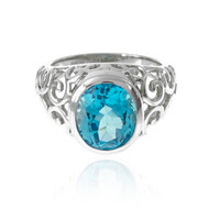 Anillo en plata con Topacio azul suizo