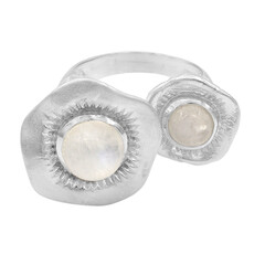 Anillo en plata con Piedra de Luna arcoíris