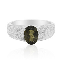 Anillo en plata con Moldavita