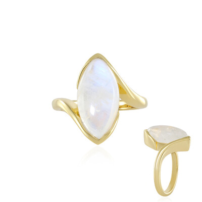 Anillo en plata con Piedra de Luna arcoíris