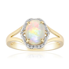 Anillo en oro con Ópalo blanco de Brasil