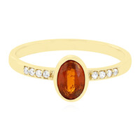 Anillo en oro con Cianita naranja de Tanzania