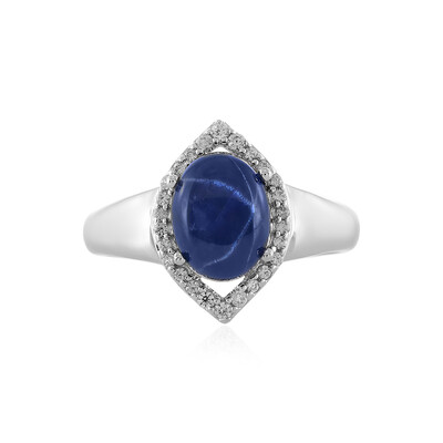 Anillo en plata con Zafiro estrella azul