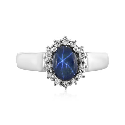 Anillo en plata con Zafiro estrella azul