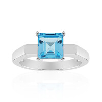 Anillo en plata con Topacio azul suizo