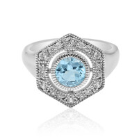 Anillo en plata con Topacio azul cielo