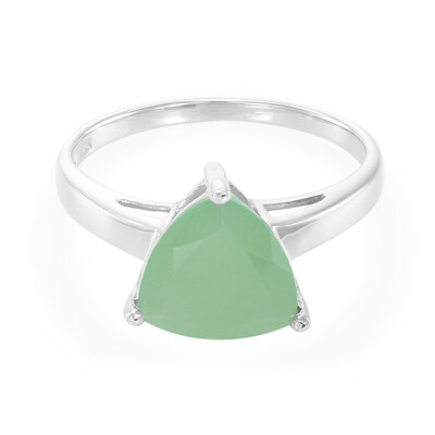 Anillo en plata con Calcedonia verde