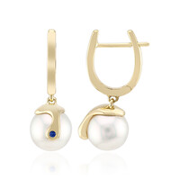 Pendientes en oro con Perla blanca del mar del sur (Michelle Albala)