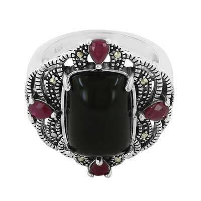 Anillo en plata con Ágata negro