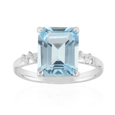 Anillo en plata con Topacio azul cielo