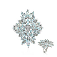 Anillo en plata con Topacio azul cielo
