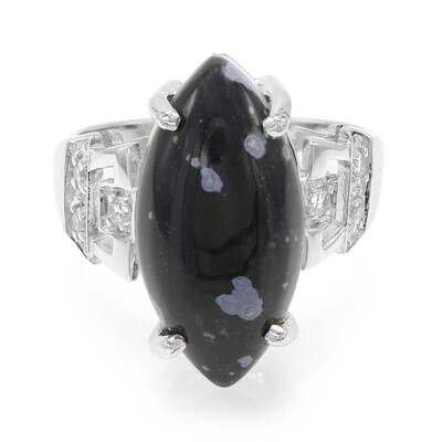 Anillo en plata con Obsidiana Copo de Nieve