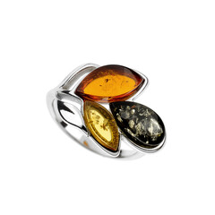 Anillo en plata con Ámbar báltico