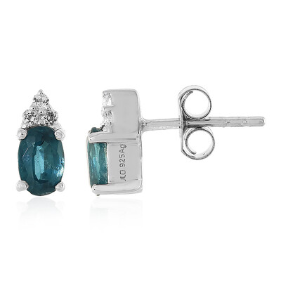 Pendientes en plata con Cianita petróleo