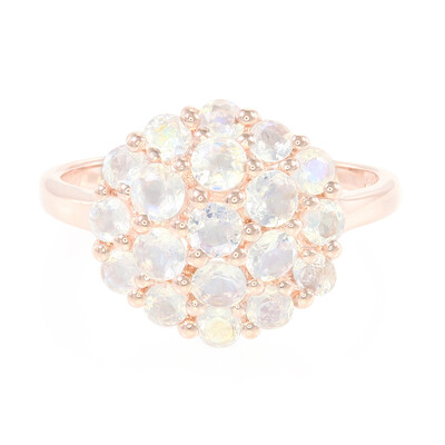 Anillo en plata con Piedra de Luna arcoíris