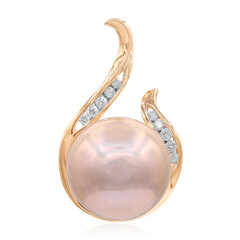 Colgante en oro con Perla Ming rosa (TPC)