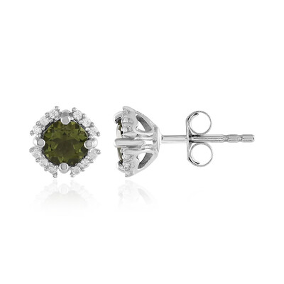 Pendientes en plata con Moldavita