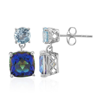 Pendientes en plata con Cuarzo Místico azul