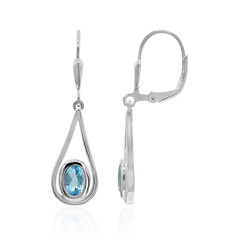 Pendientes en plata con Topacio azul suizo