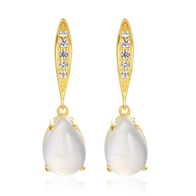 Pendientes en plata con Piedra de luna arco iris de Tanzania