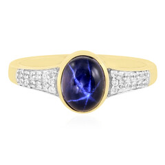 Anillo en plata con Zafiro estrella azul